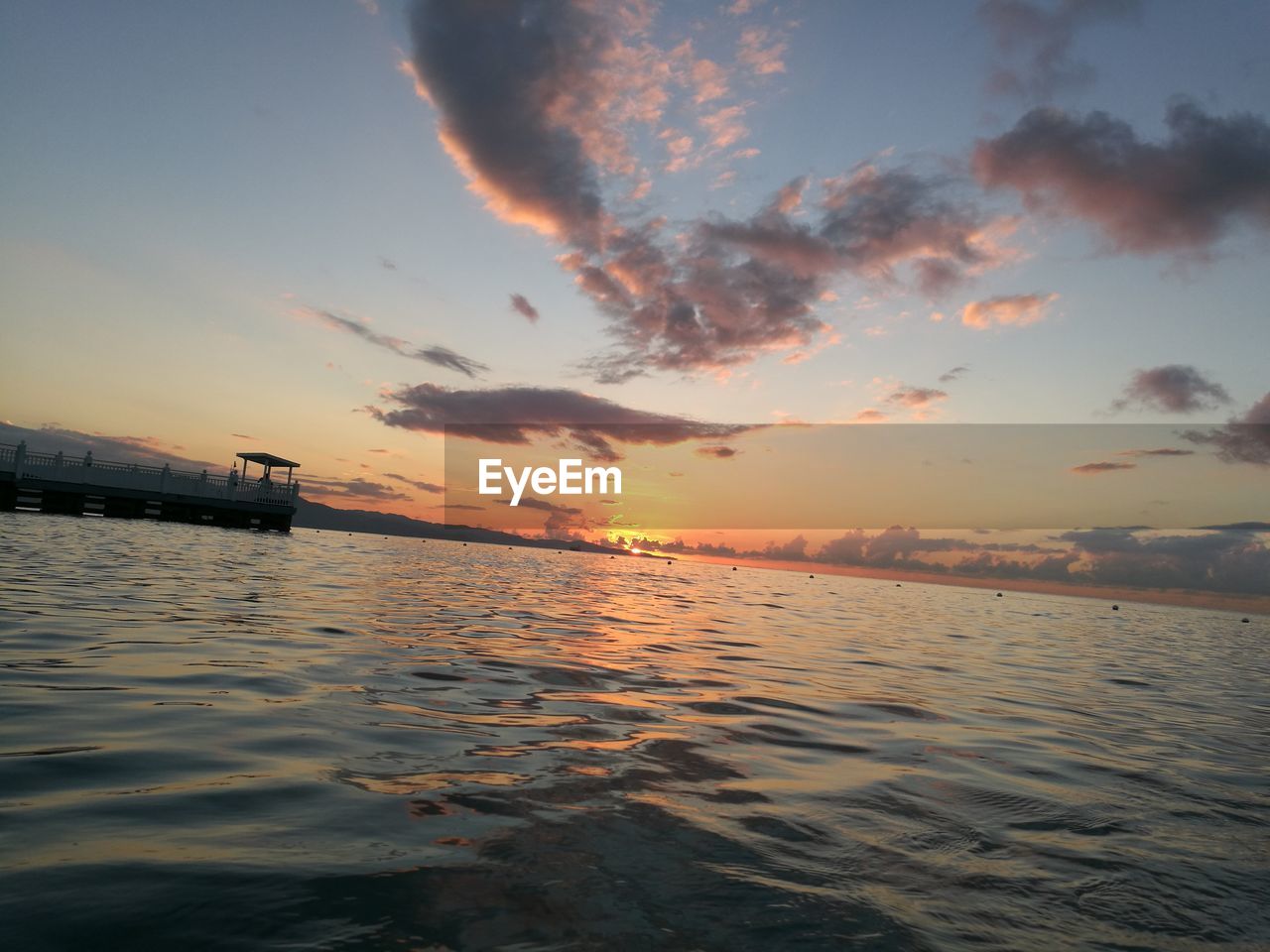 SCENIC VIEW OF SEA AGAINST SUNSET SKY