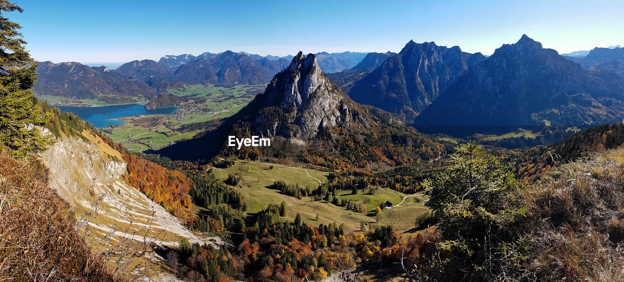 Panoramic view of mountain range against sky