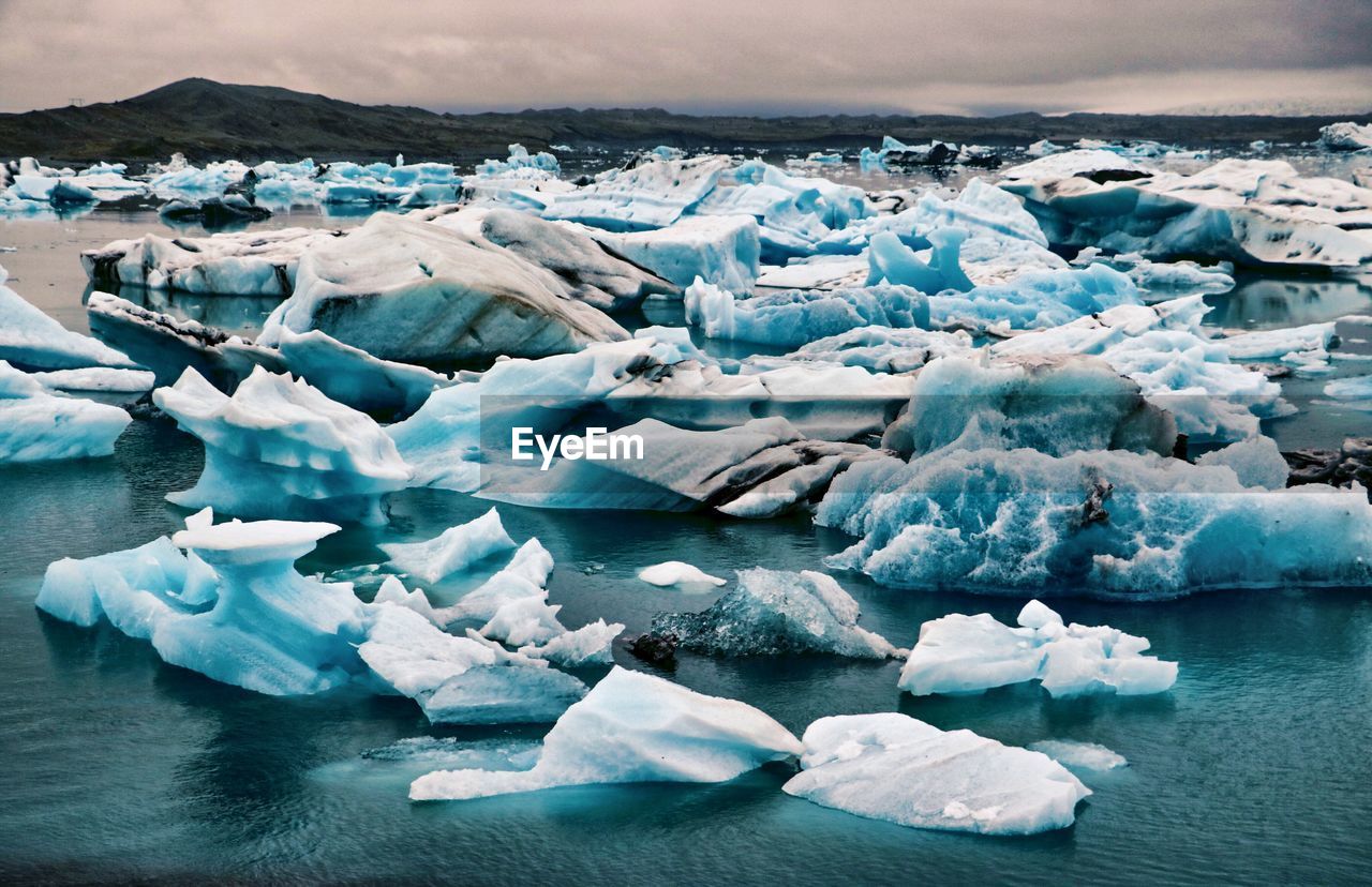 Aerial view of frozen lake