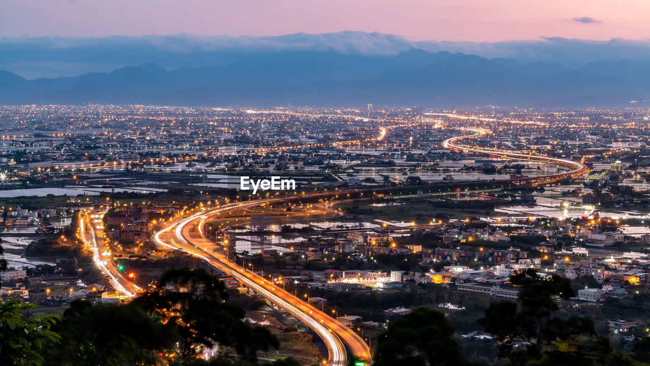 Night view of yilan section of taiwan expressway