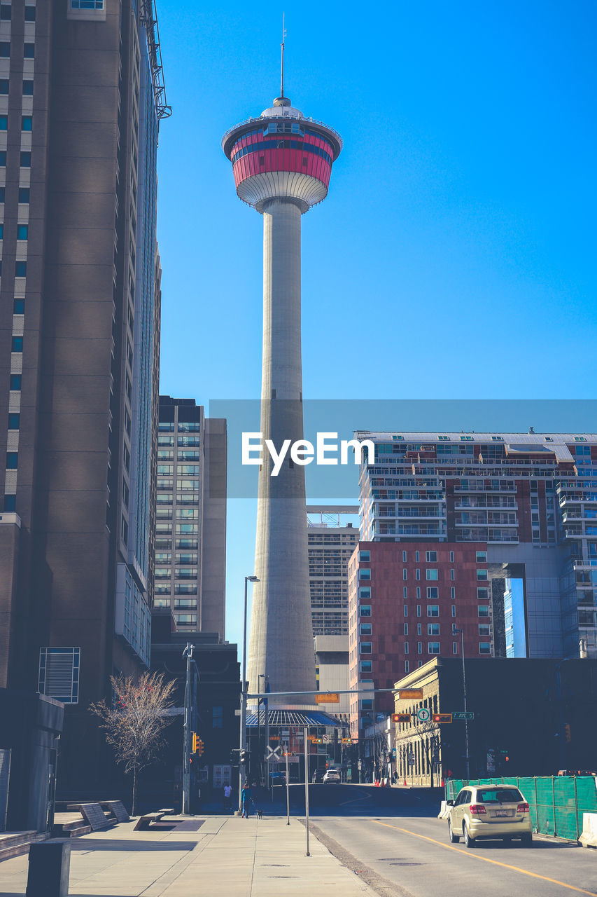 Low angle view of buildings against sky in city