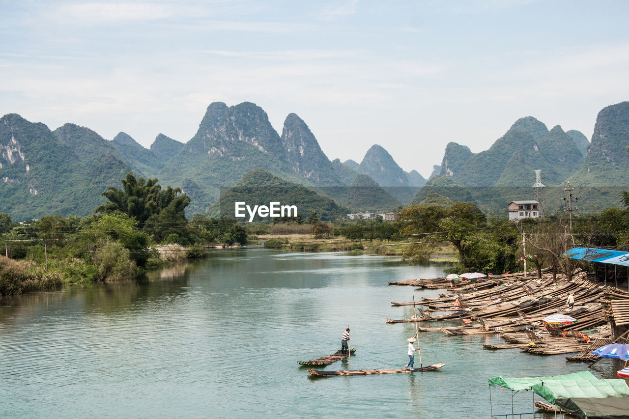 Landscape of guilin, li river and karst mountains. located in yangshuo county, guilin city, 