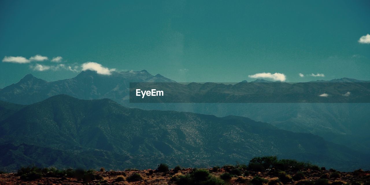 Scenic view of mountains against sky
