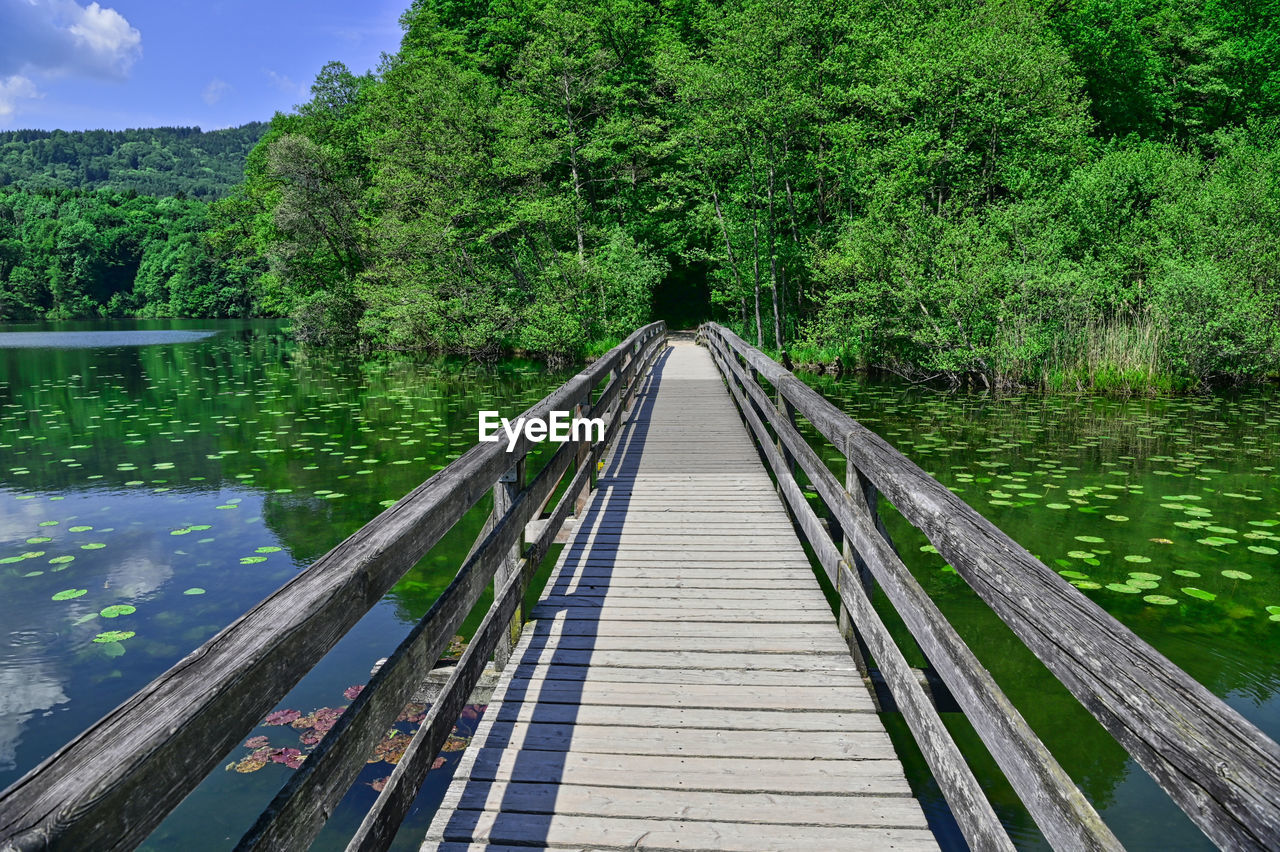 high angle view of bridge over lake against sky