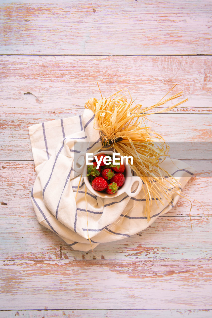 High angle view of fruit on table