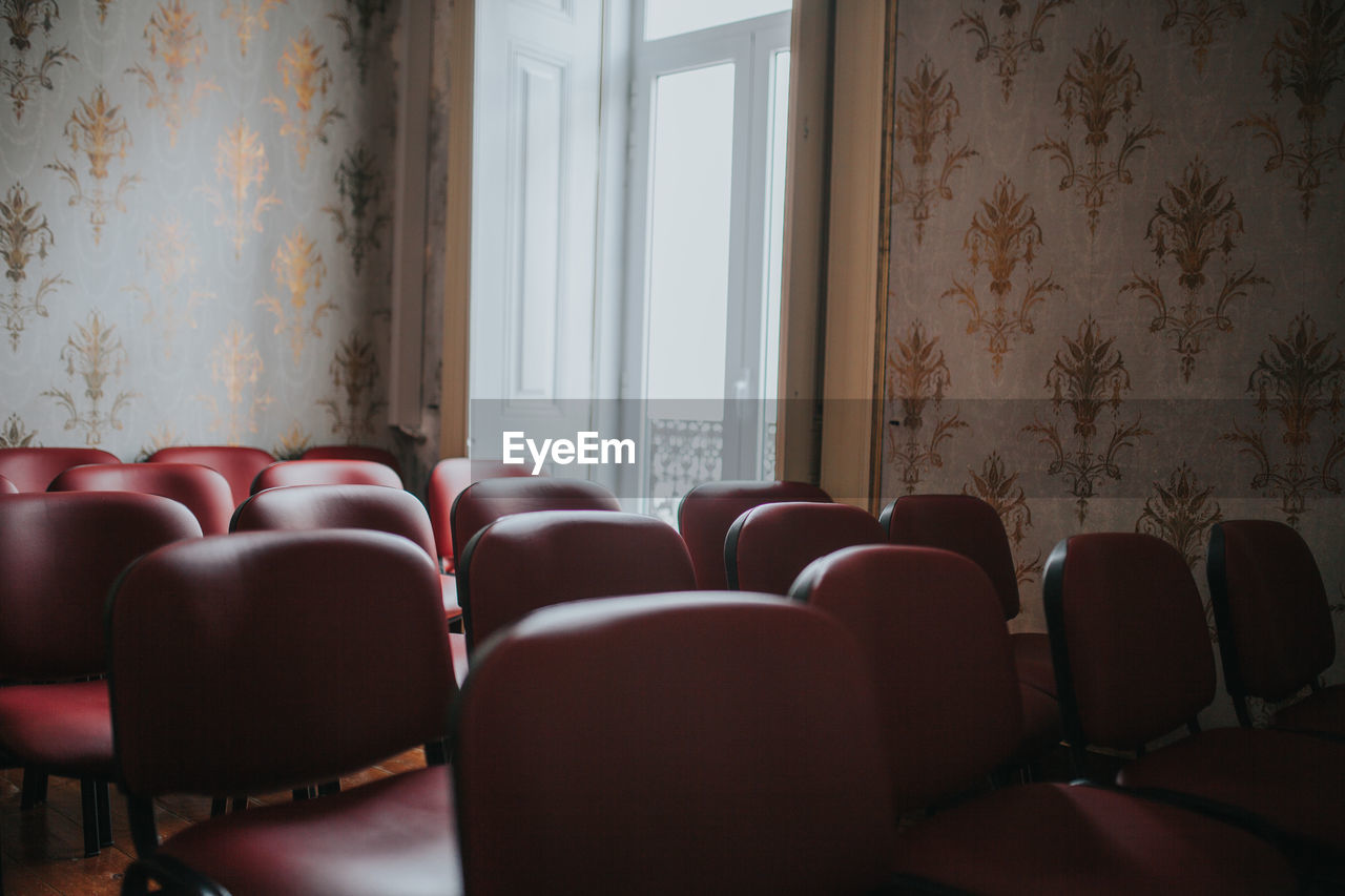 Empty chairs and table at home