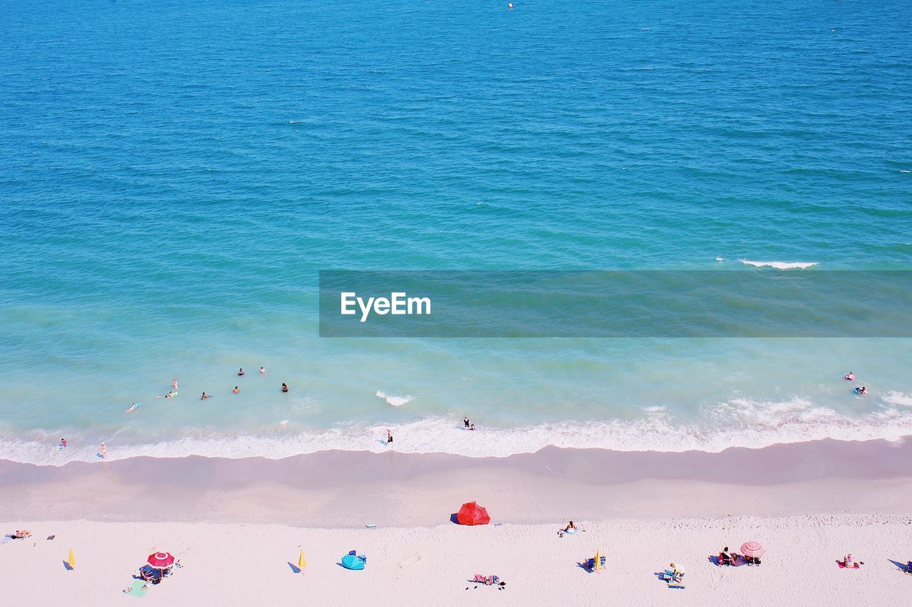 High angle view of people on beach