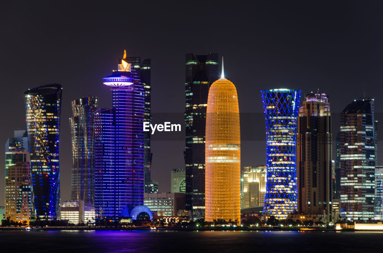 Doha city skyline and skyscraper the beautiful of qatar