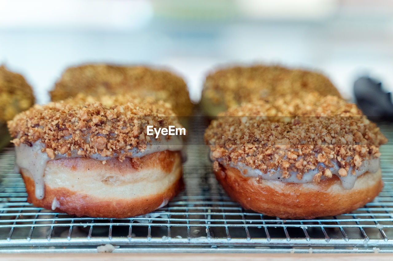 Close-up of donuts