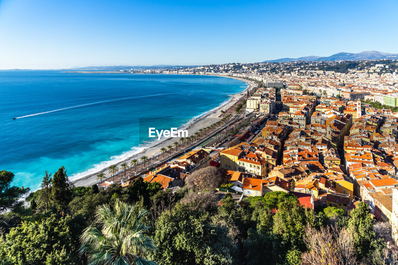 Wide panorama of nice, the biggest city of the cote d'azur and a popular tourist destination