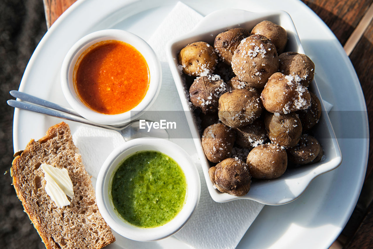 Directly above shot of canarian wrinkly potatoes