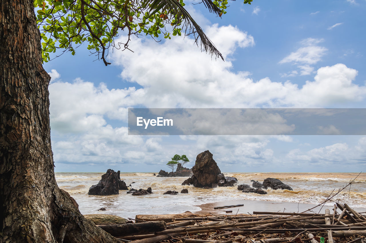 SCENIC VIEW OF SEA AGAINST CLOUDY SKY