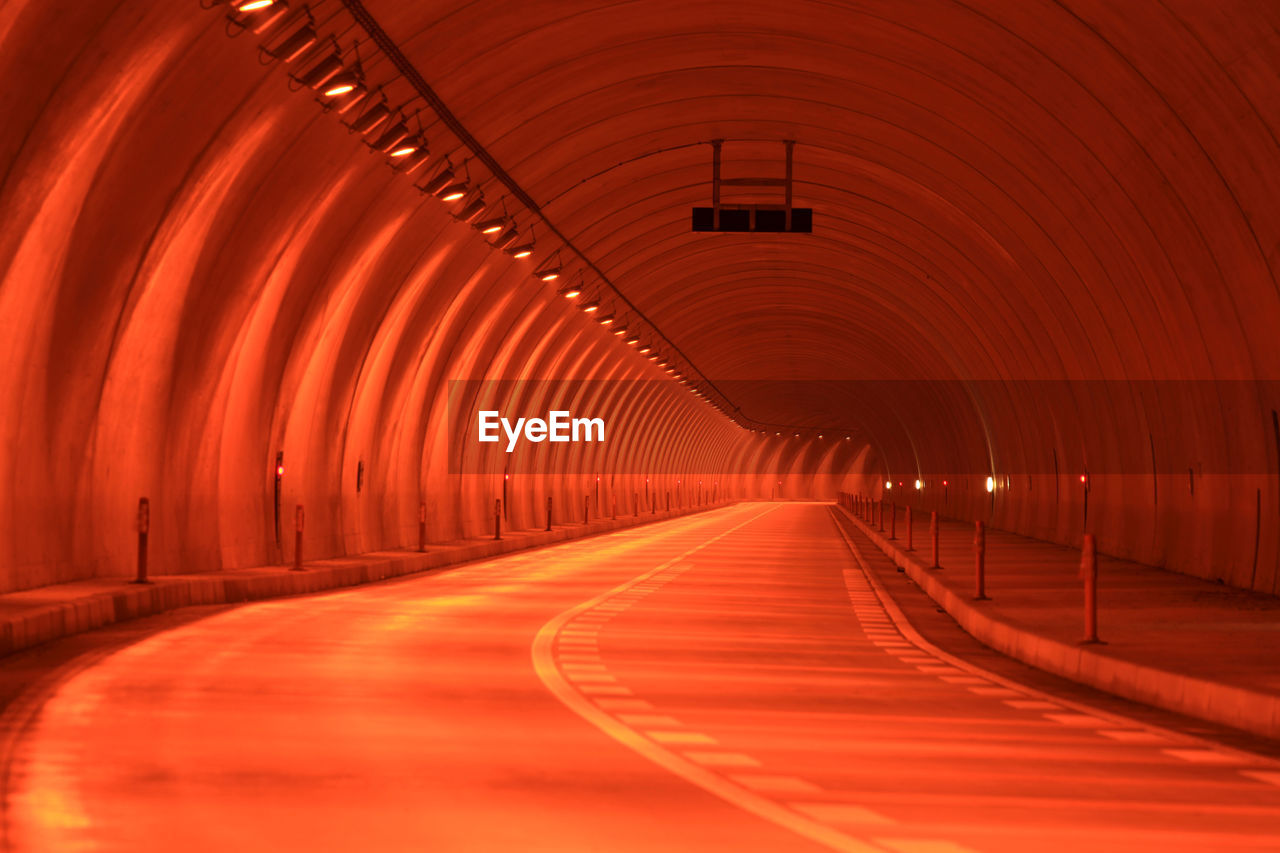 Empty illuminated tunnel