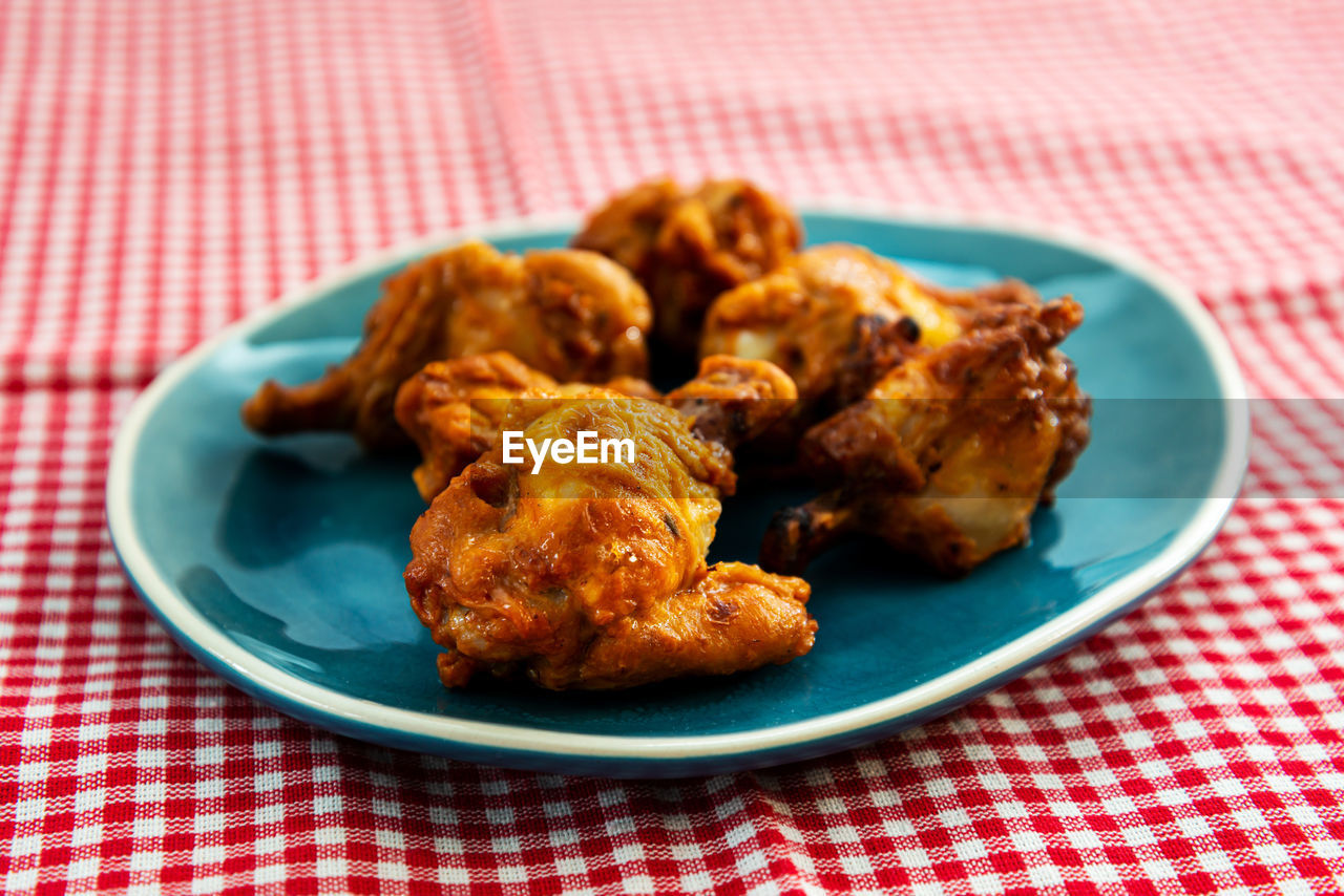 Close-up of food in plate on table