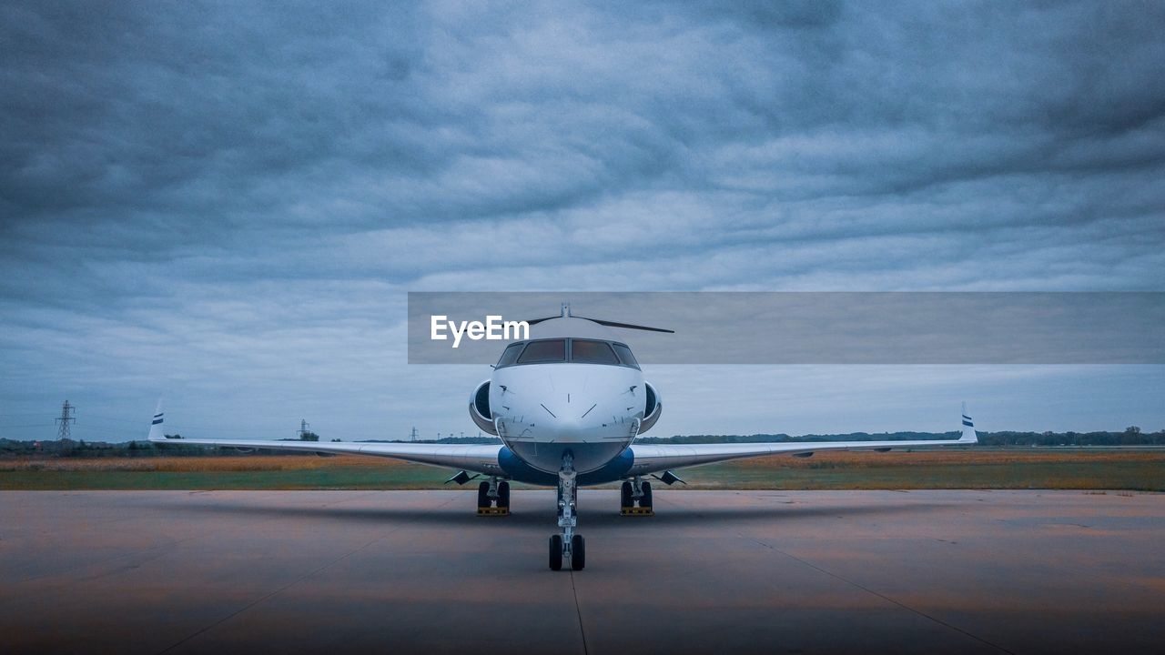 Global express business jet at the airport