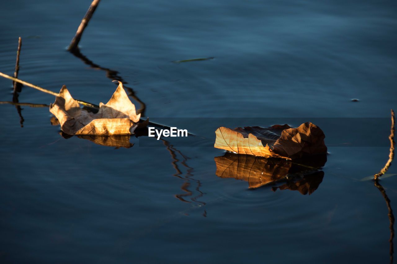 REFLECTION OF BOAT ON LAKE