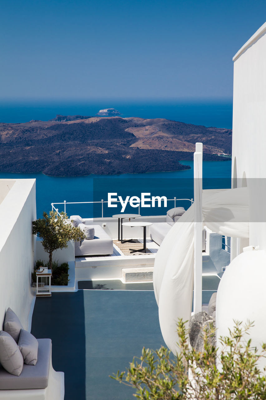 Beautiful architecture of the white houses of santorini island