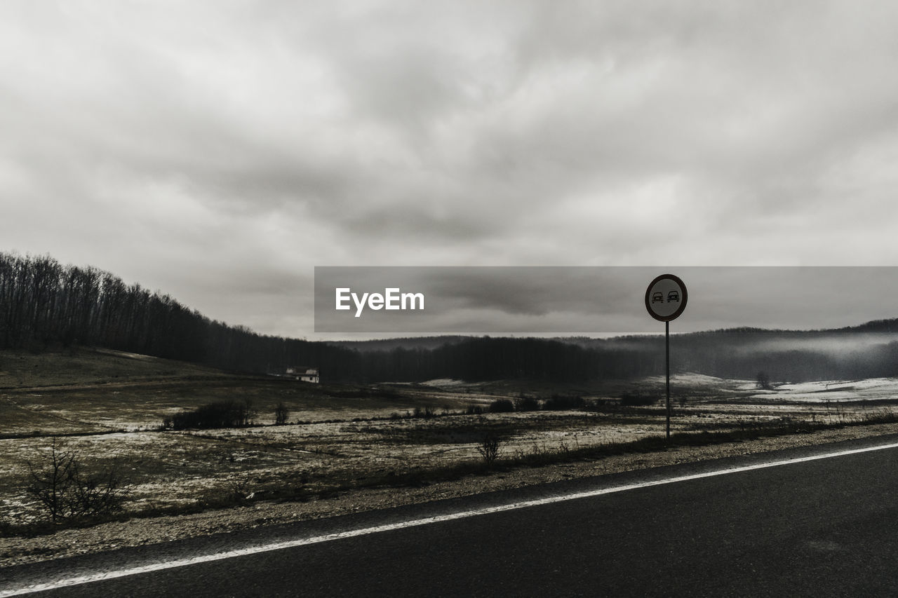 VIEW OF ROAD SIGN AGAINST SKY