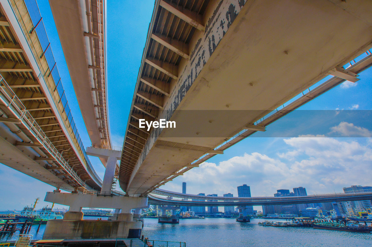 low angle view of bridge over river