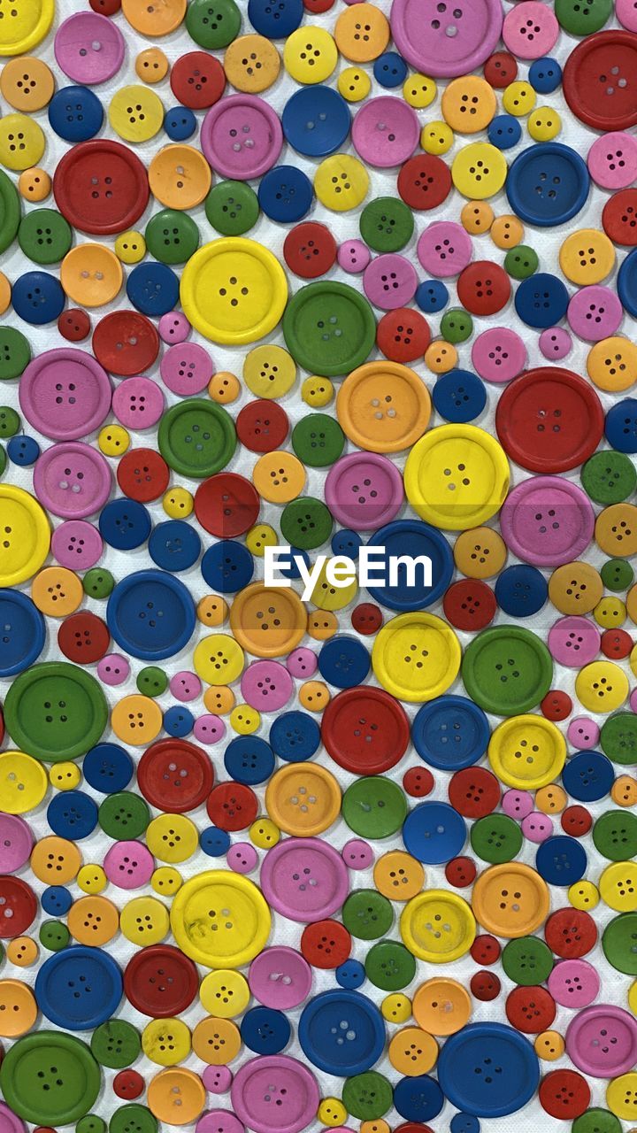 Full frame shot of multi colored buttons