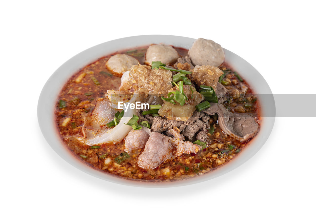 food and drink, food, meat, healthy eating, white background, dish, vegetable, cut out, meal, wellbeing, cuisine, studio shot, bowl, produce, freshness, no people, plate, indoors, asian food, dinner, stew, pork, red meat, spice, serving size
