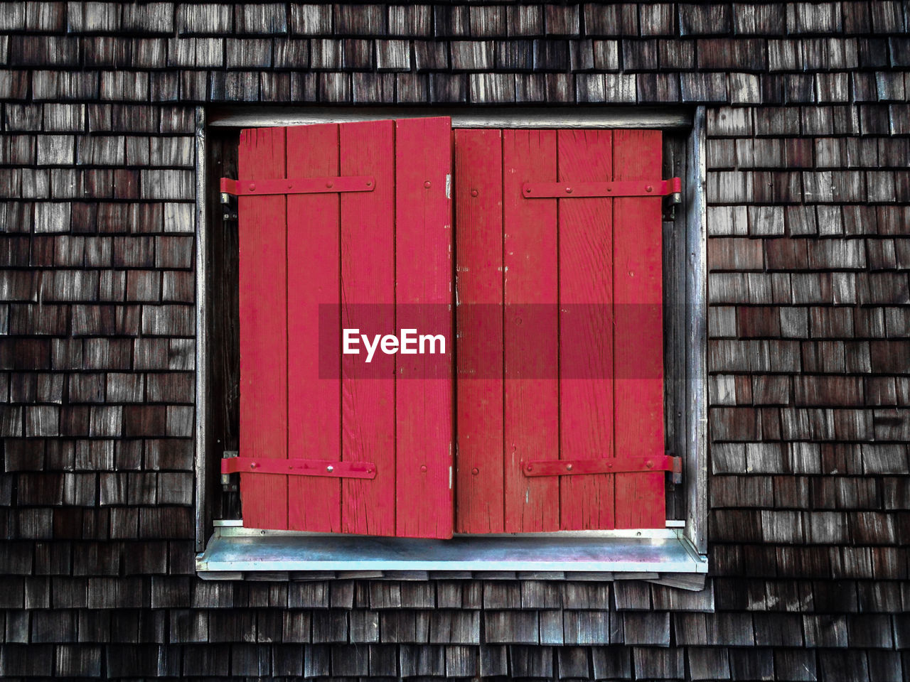 Full frame shot of red closed door of house