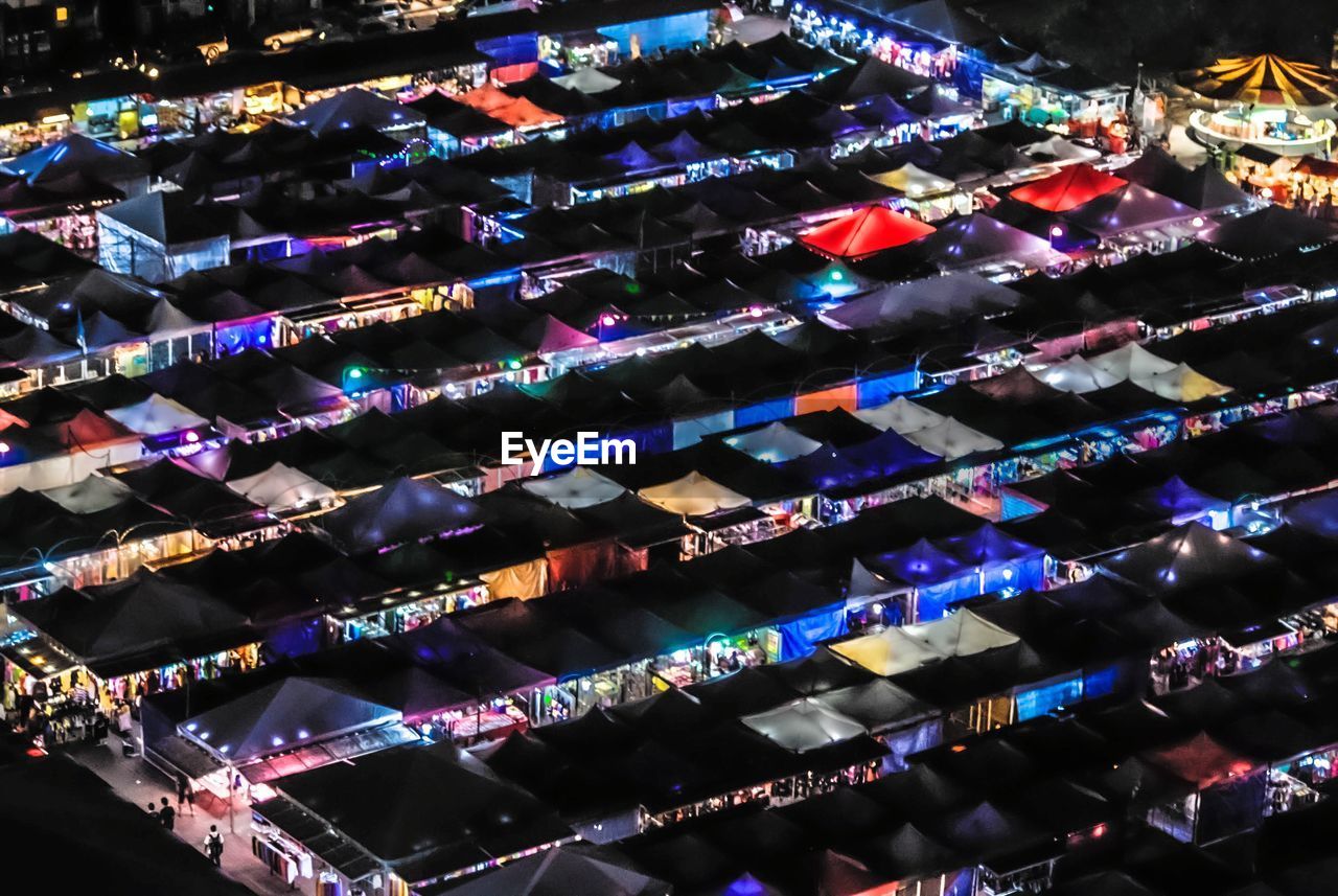 AERIAL VIEW OF ILLUMINATED MULTI COLORED LIGHTS