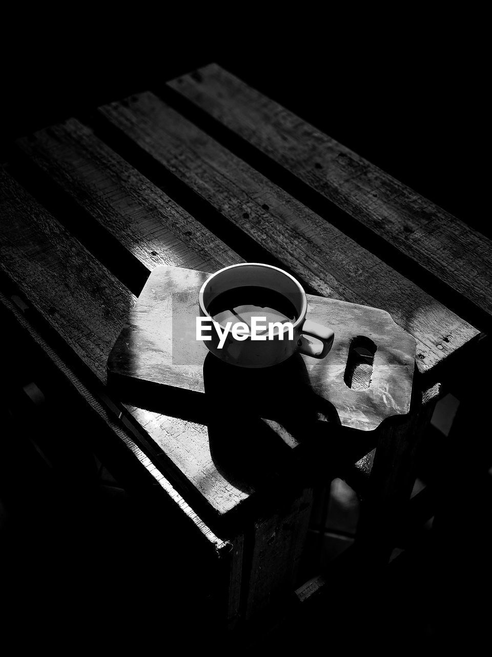 High angle view of coffee on table