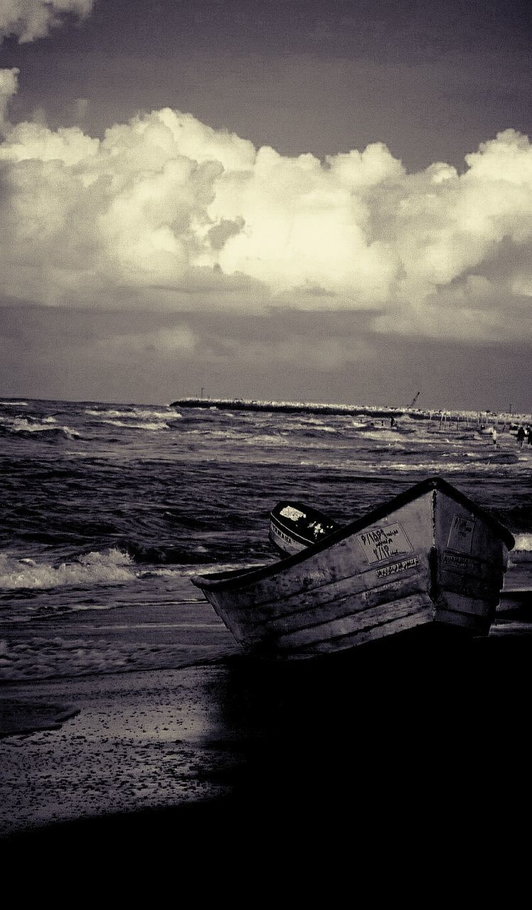 WET BEACH AGAINST SKY