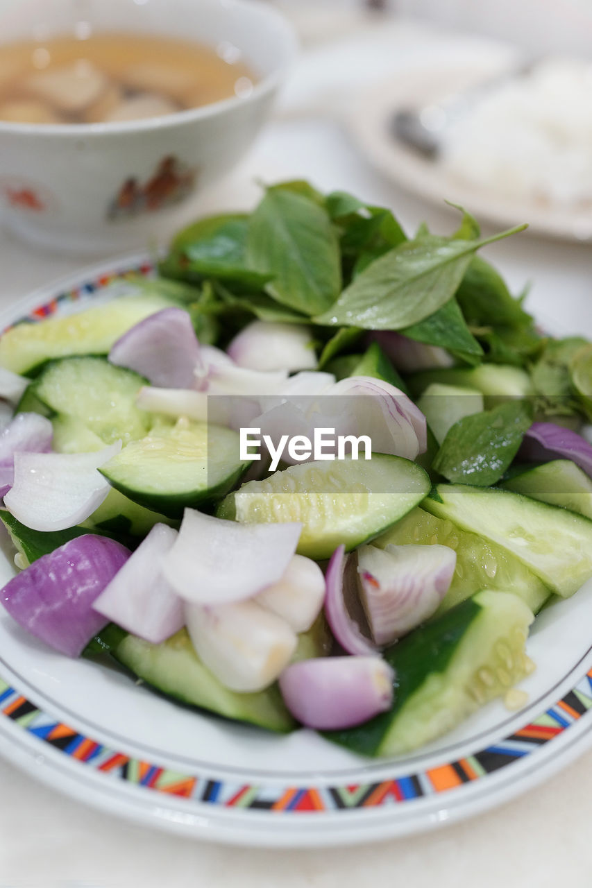 Close-up of salad served in plate