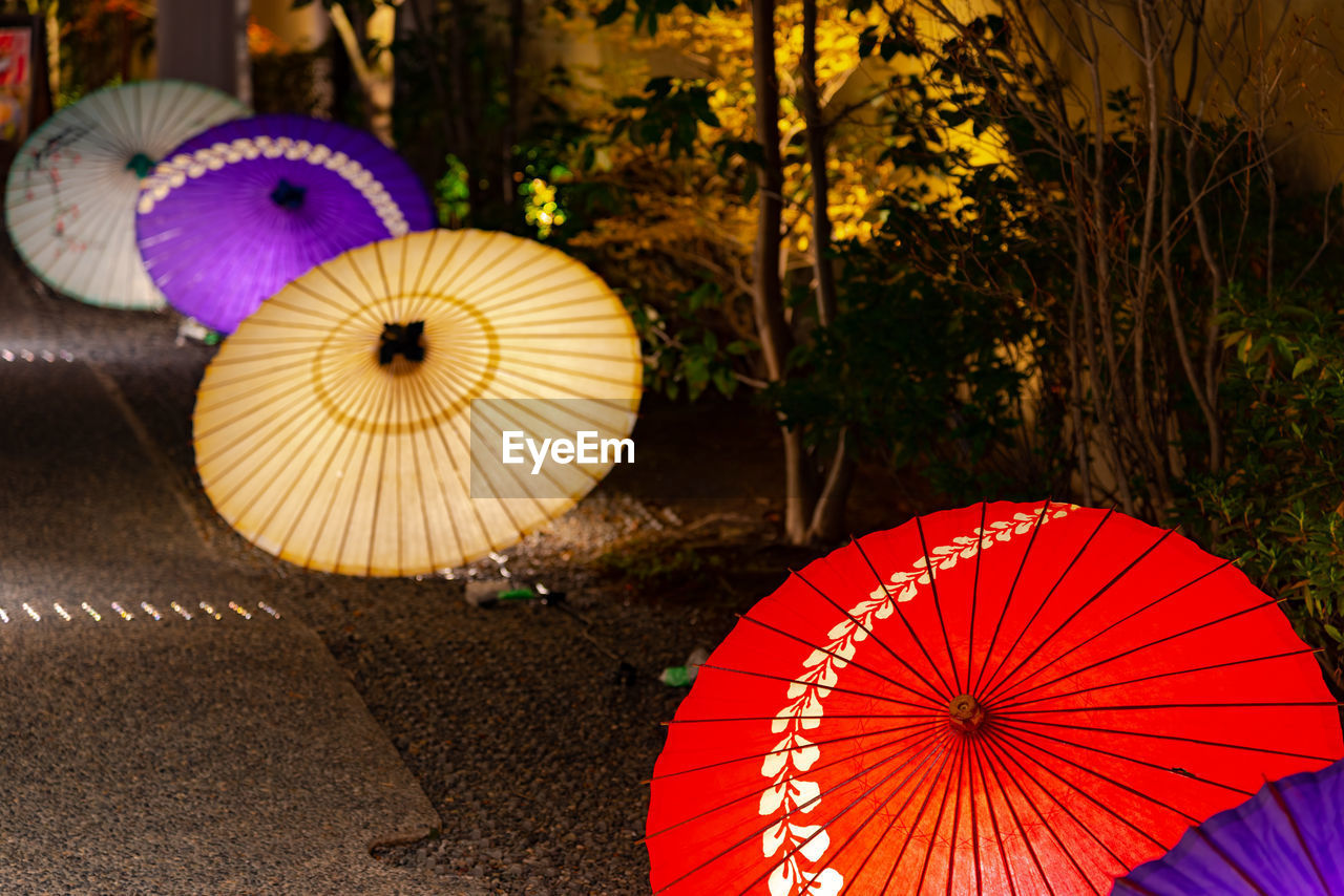 Japanese umbrella in kyoto, japan. image of japanese culture.