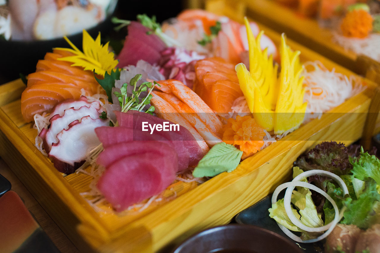 High angle view of food on table