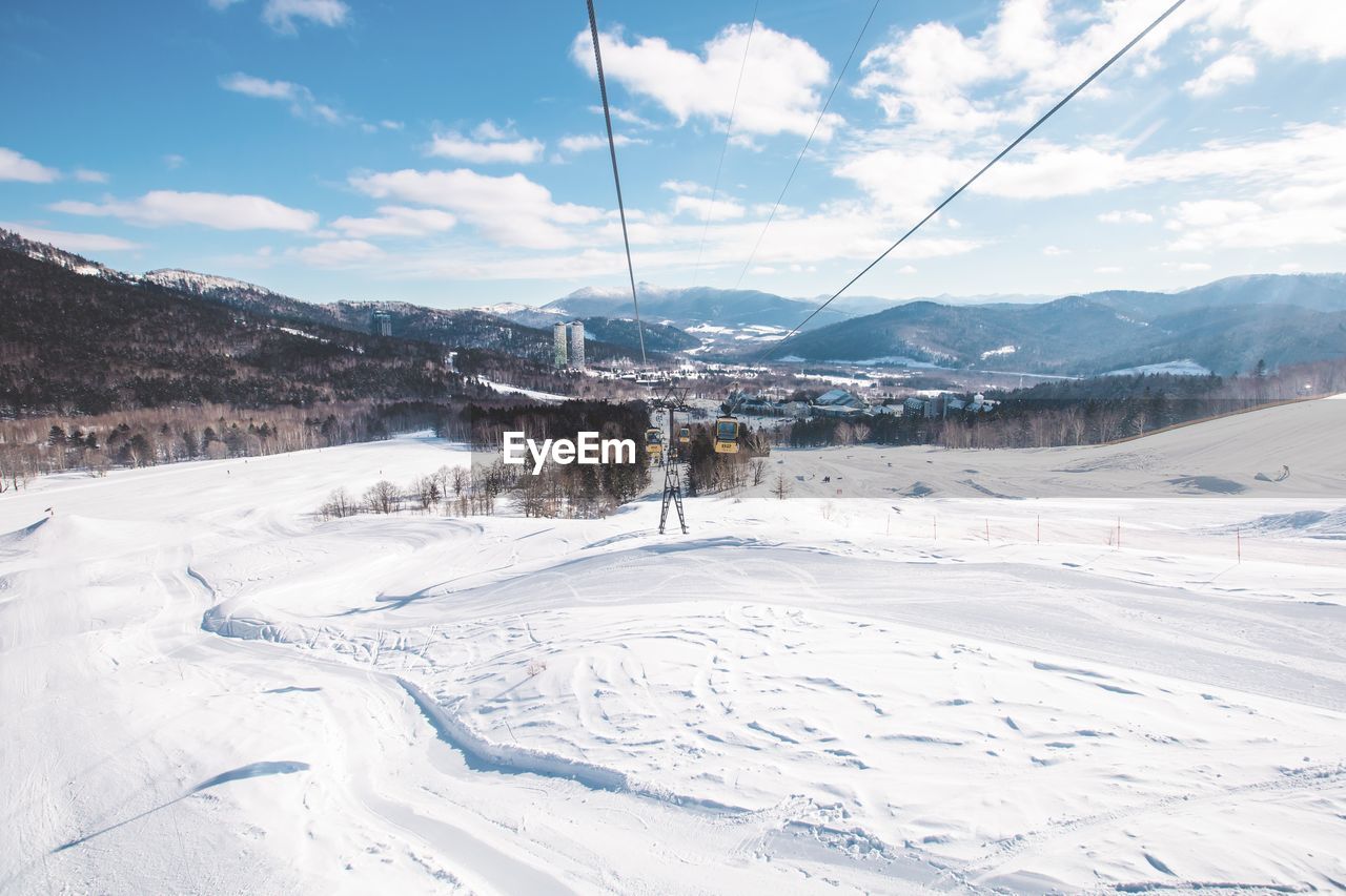 scenic view of snow covered mountain against sky