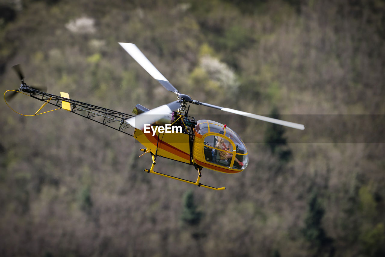 View of helicopter flying mid-air