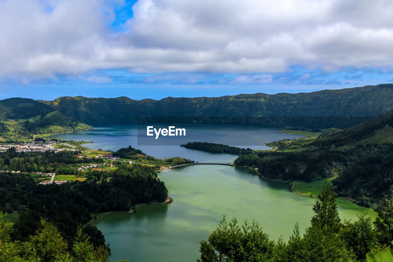 Scenic view of lake against sky