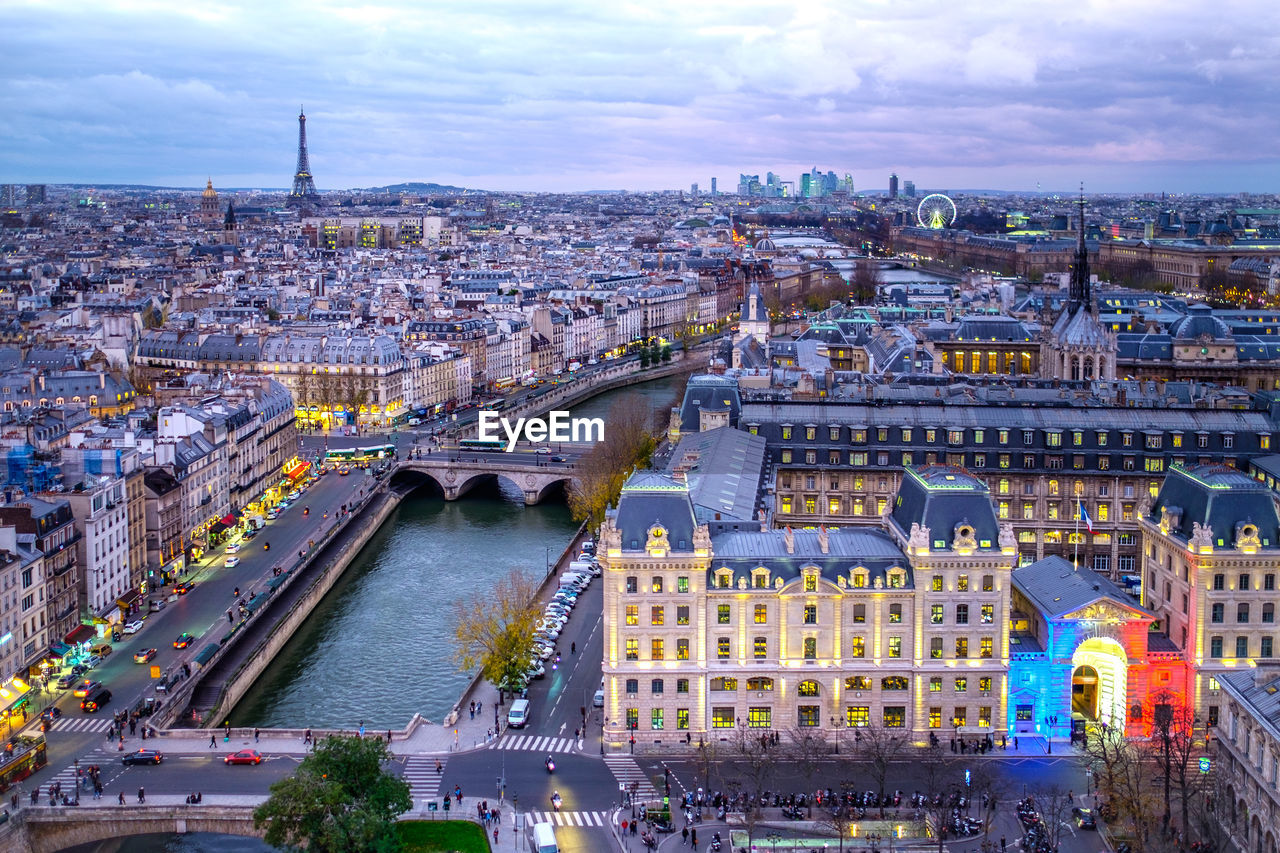 High angle view of paris