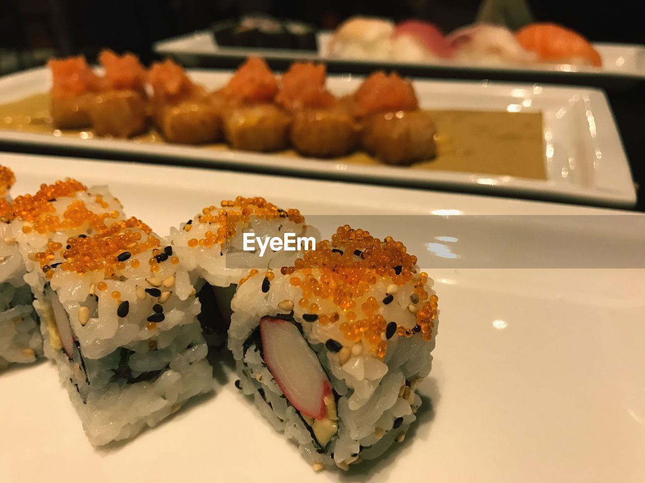 Close-up of sushi in plate