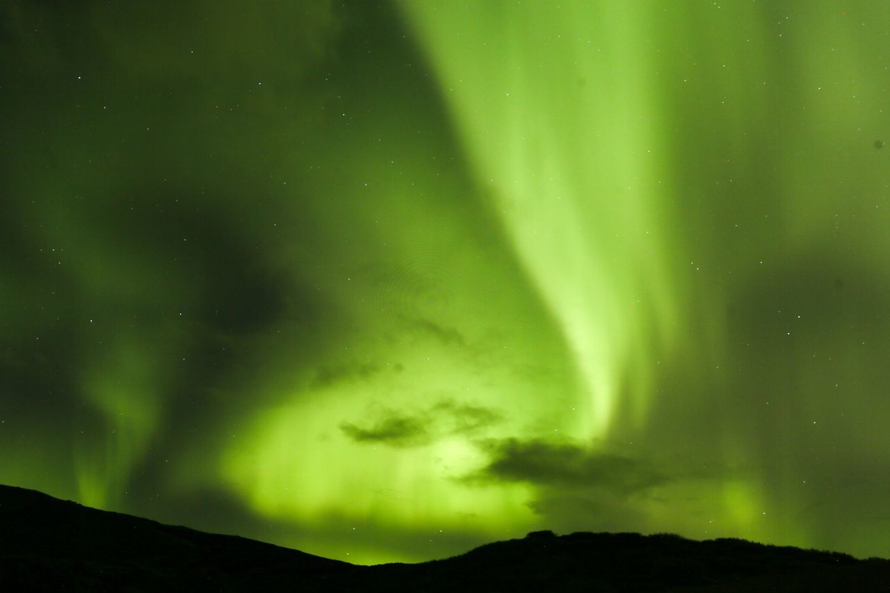 Low angle view of aurora borealis