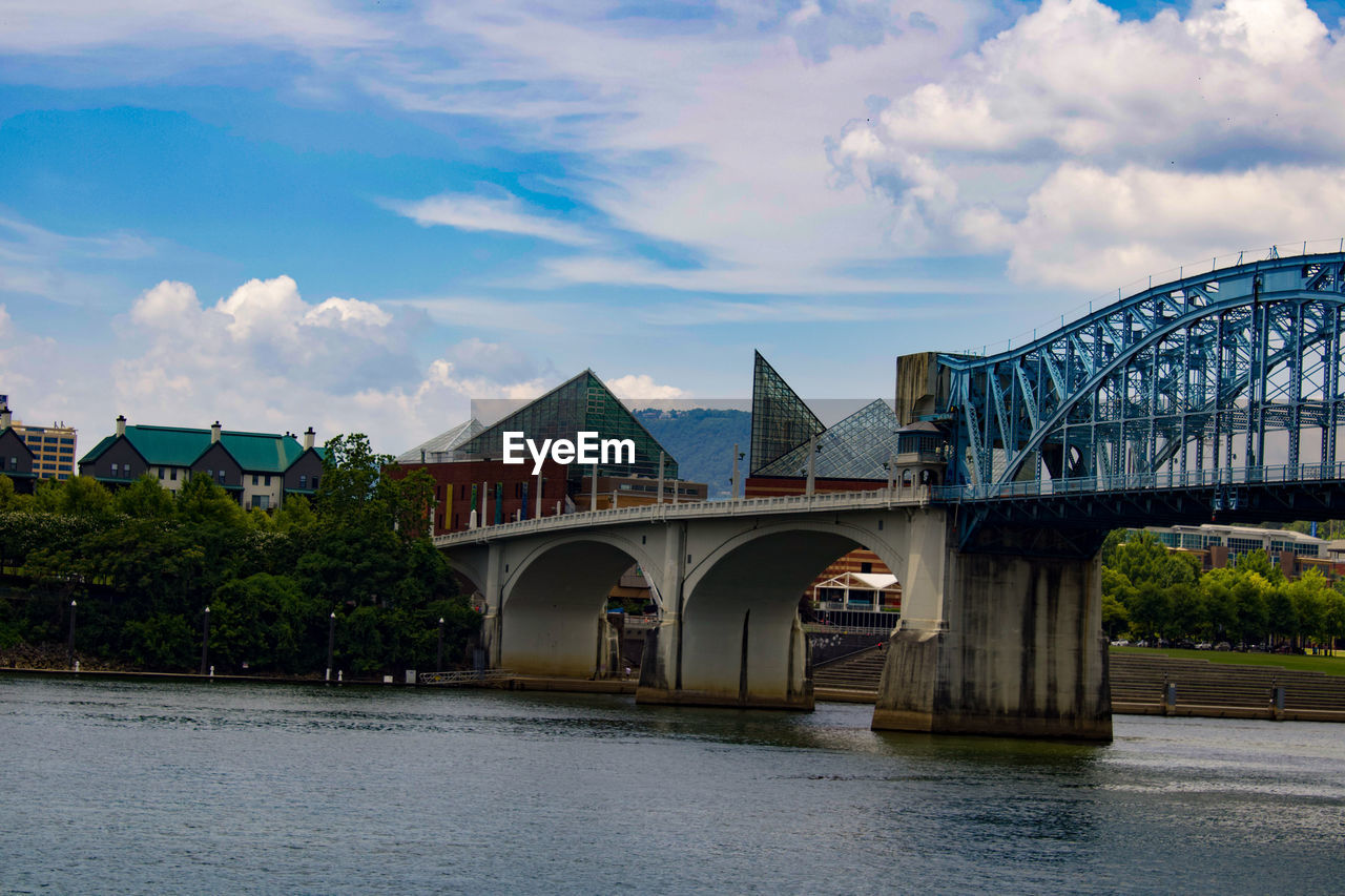 Bridge over river against sky