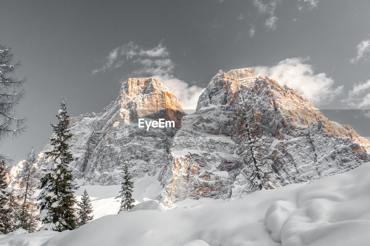 Snowcapped mountains against sky