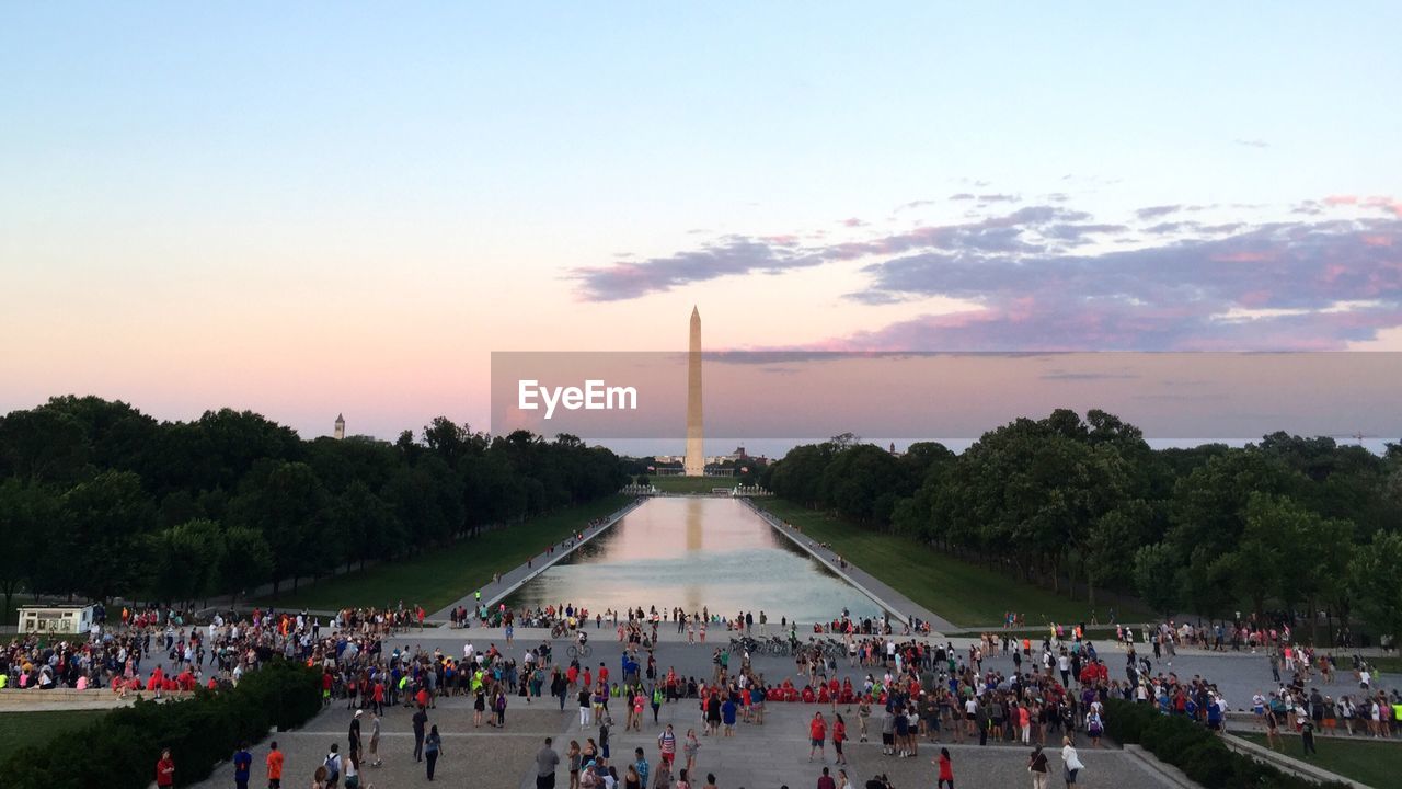 People at washington monument