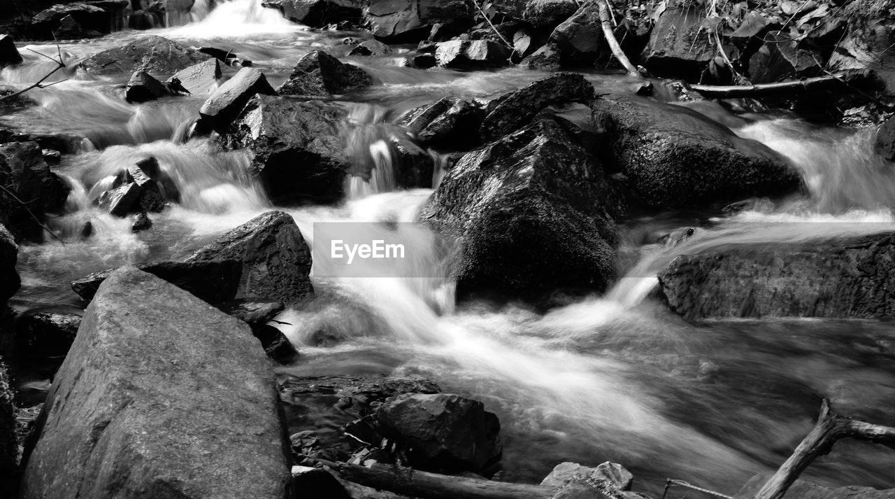 WATER FLOWING THROUGH ROCKS