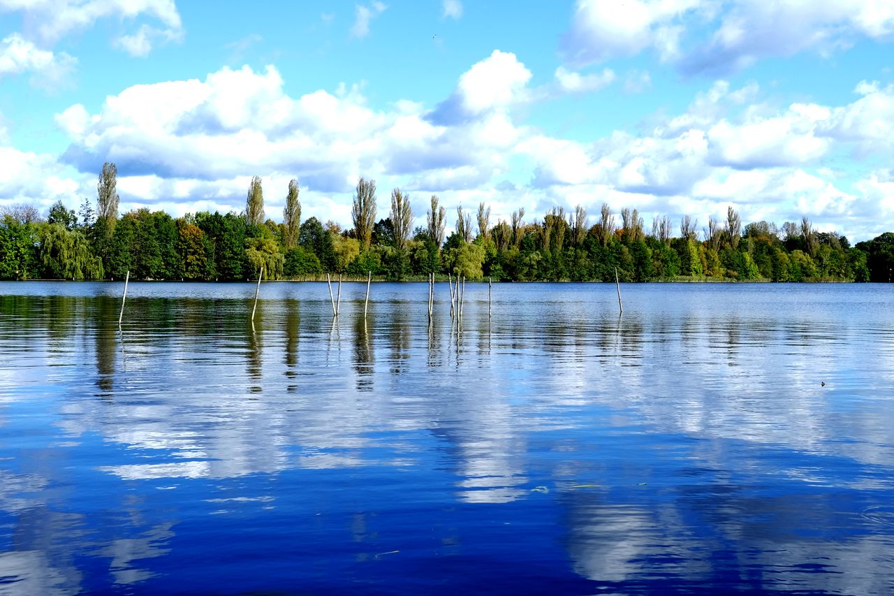 SCENIC VIEW OF LAKE WITH REFLECTION AGAINST SKY