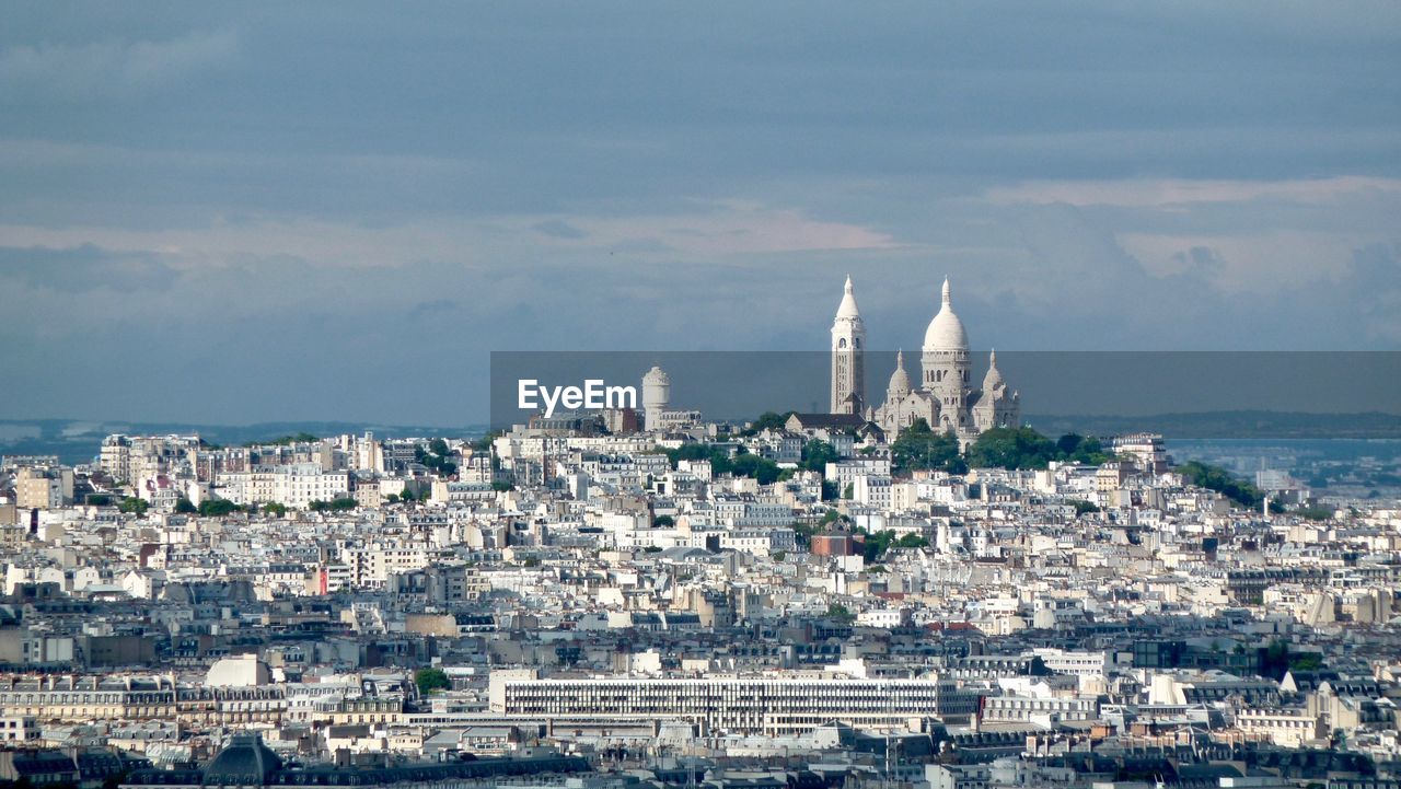 High angle view of buildings in city