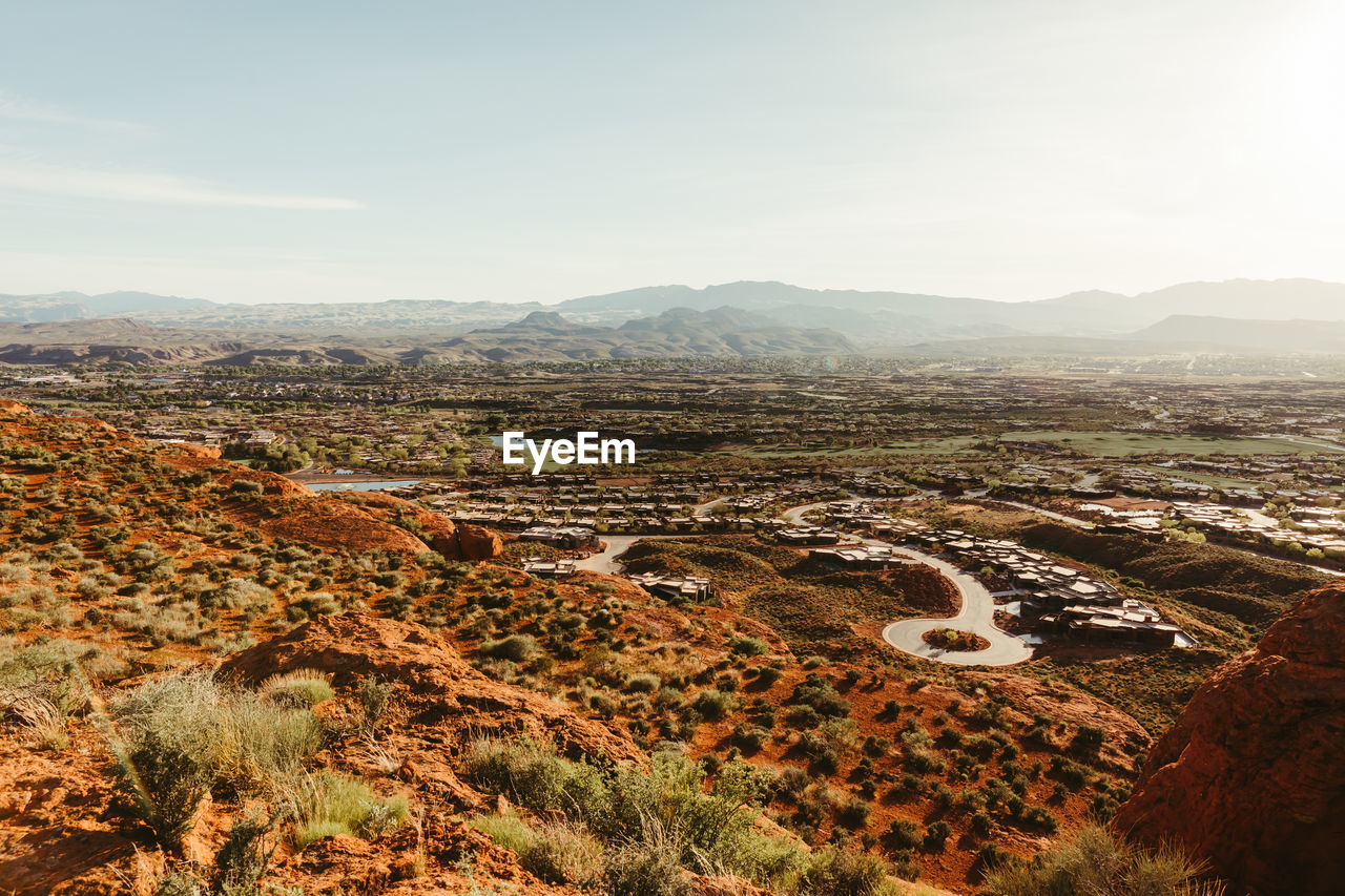 Desert landscape surrounding the suburbs of st. george utah