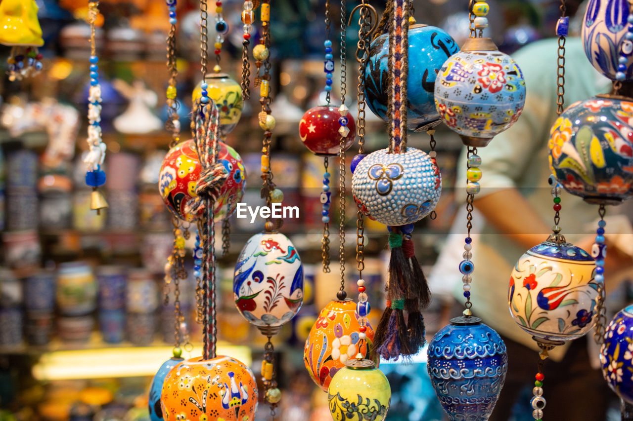 Close-up of decoration for sale in market