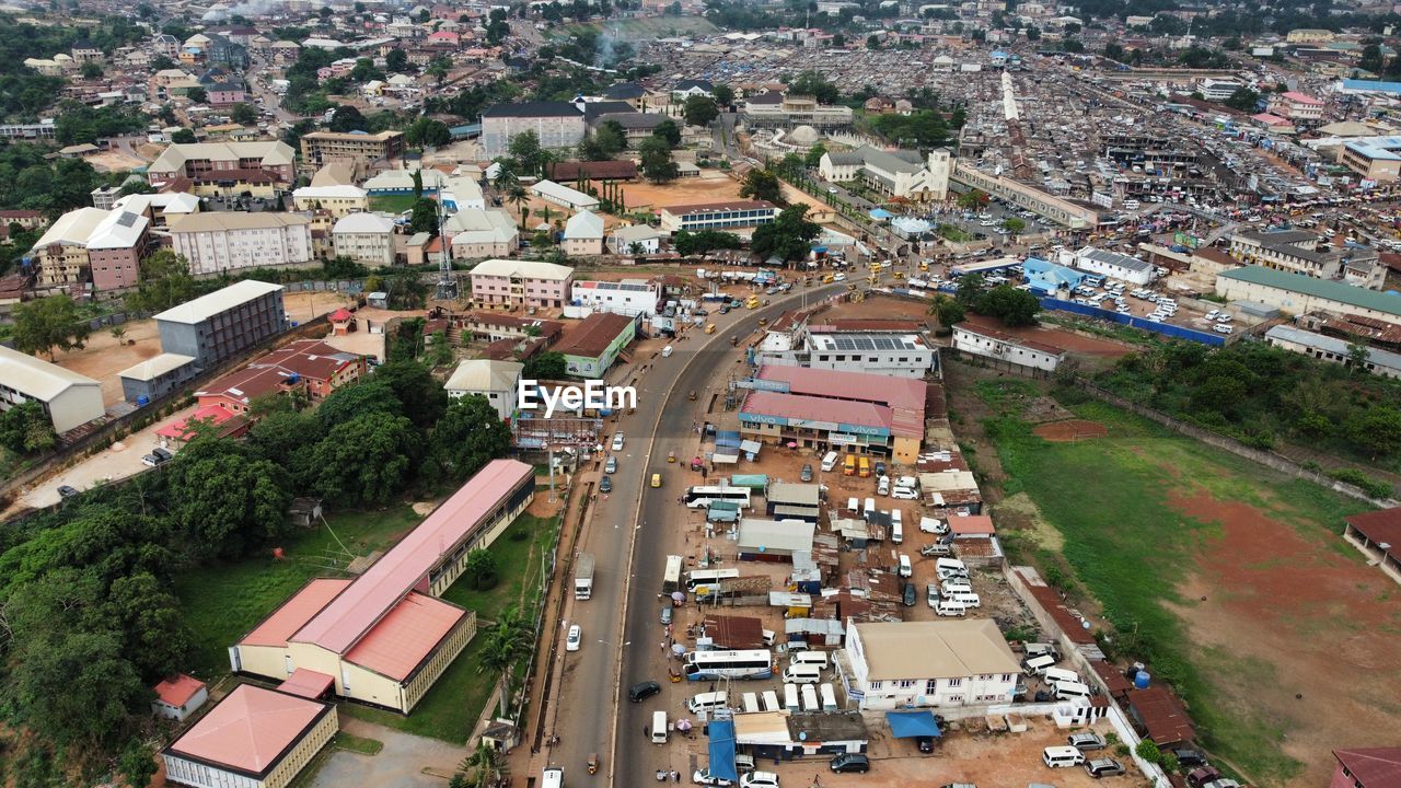 high angle view of townscape