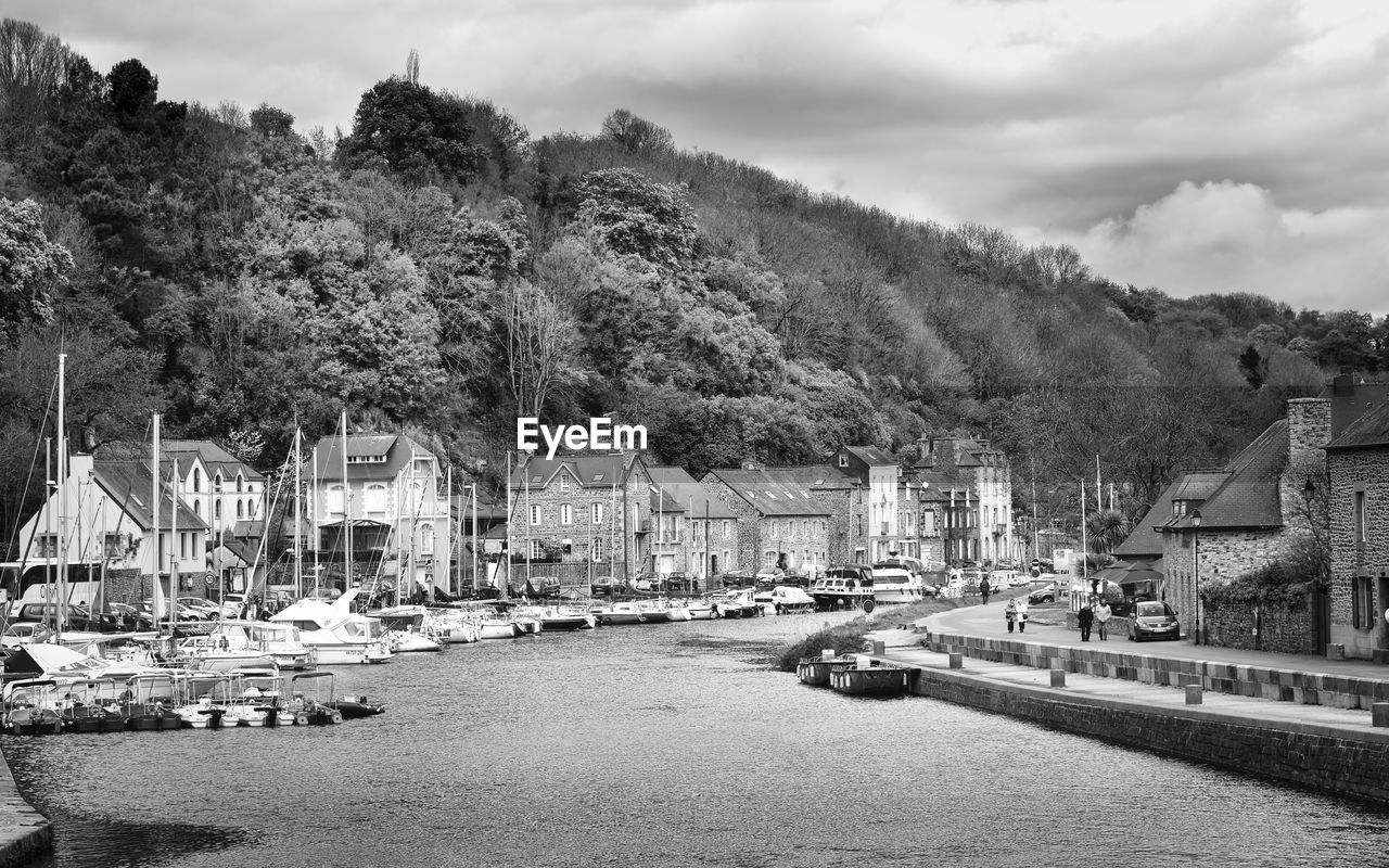 Sailboats in rance river at dinan, france