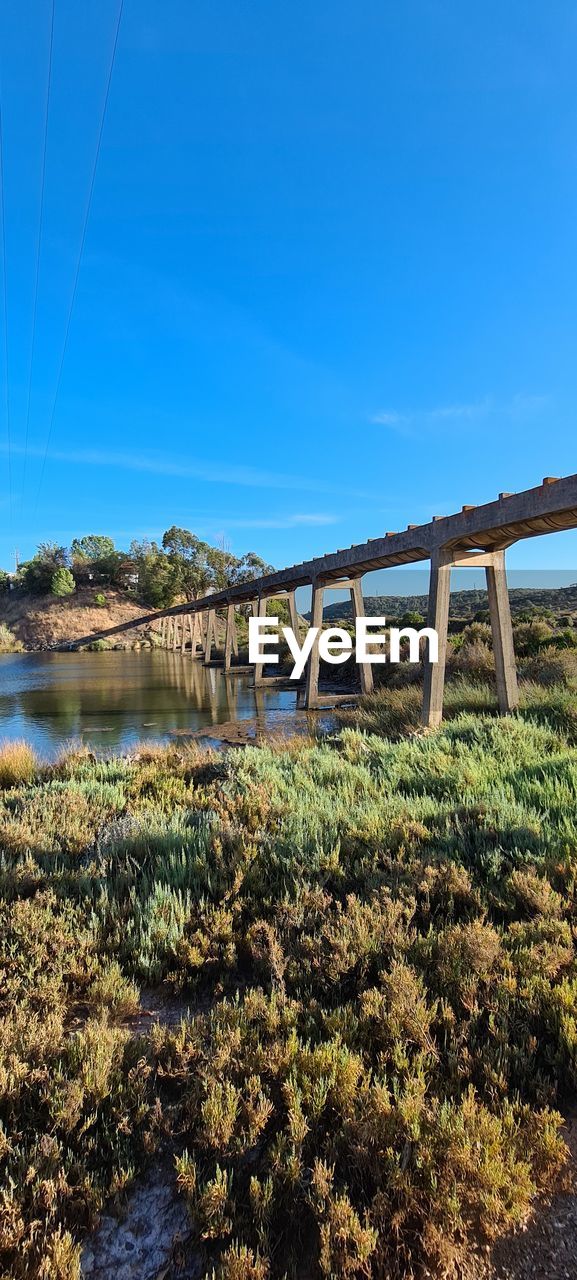 SCENIC VIEW OF BRIDGE OVER RIVER AGAINST CLEAR BLUE SKY