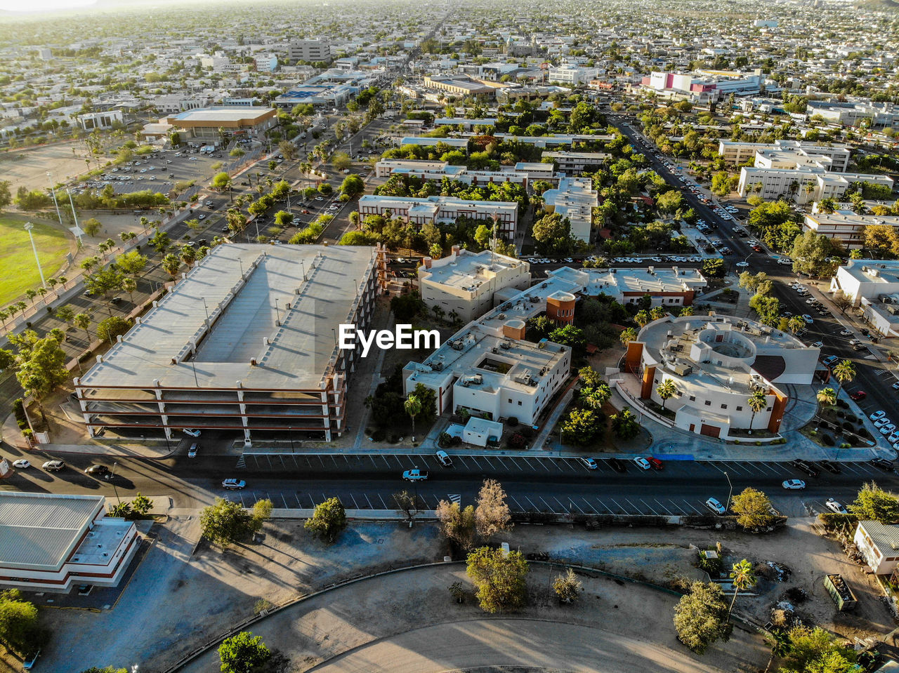 HIGH ANGLE VIEW OF BUILDINGS AND CITY